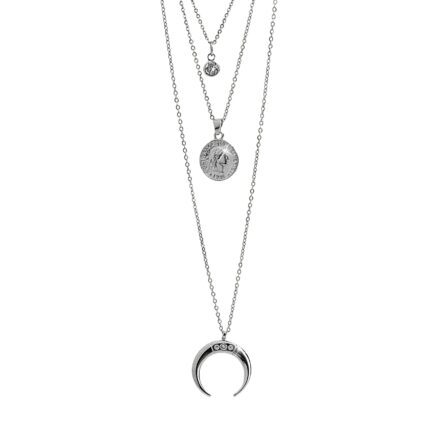 Náhrdelník z bižuterní slitiny tři řetízky s přívěsky Swarovski Crystal