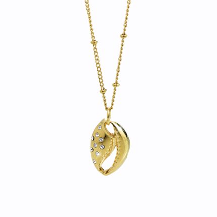 Zlatý náhrdelník z bižuterní slitiny mušle zdobená krystaly Swarovski Crystal