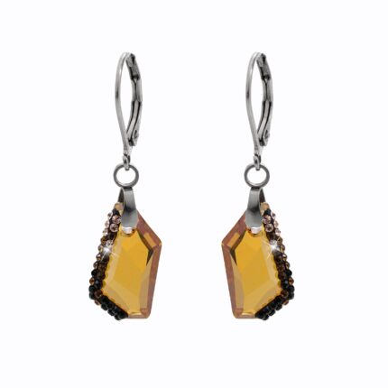 Ocelové náušnice klapky malý zdobený lichoběžník Swarovski Cooper