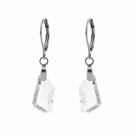 Ocelové náušnice klapky malý zdobený lichoběžník Swarovski Crystal
