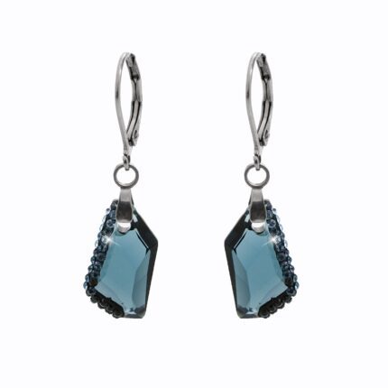 Ocelové náušnice klapky malý zdobený lichoběžník Swarovski Montana