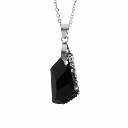Ocelový náhrdelník střední zdobený lichoběžník Swarovski Jet