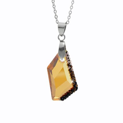 Ocelový náhrdelník střední zdobený lichoběžník Swarovski Topaz