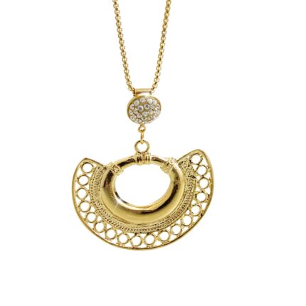 Zlatý náhrdelník z bižuterní slitiny zdobený africký styl s krystaly Swarovski Golden Shadow