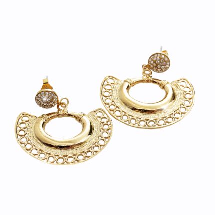 Zlaté náušnice puzety z bižuterní slitiny zdobený africký styl s krystaly Swarovski Golden Shadow