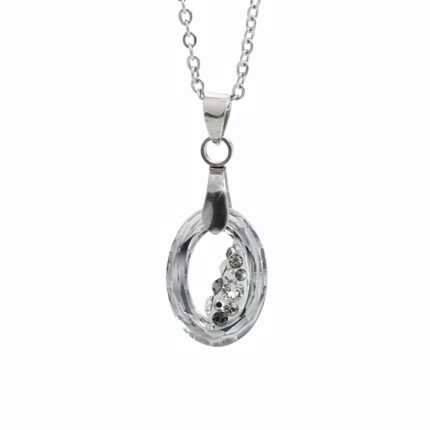 Ocelový náhrdelník šikmo osázený malý ovál Swarovski Crystal Cal