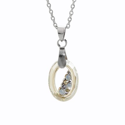 Ocelový náhrdelník šikmo osázený malý ovál Swarovski Golden Shadow
