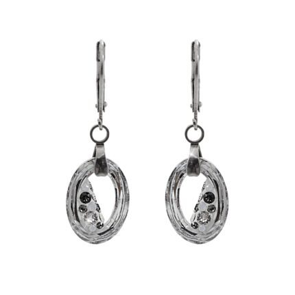 Ocelové náušnice klapky šikmo osázený malý ovál Swarovski Crystal Cal