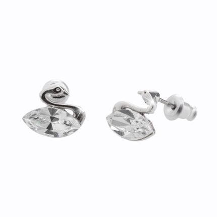 Náušnice puzety z bižuterní slitiny labuť s navetou Swarovski Crystal