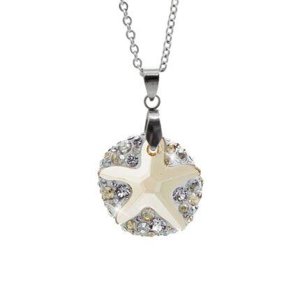 Ocelový náhrdelník s kamenem ve tvaru hvězdice doplněný krystaly Swarovski Golden Shadow