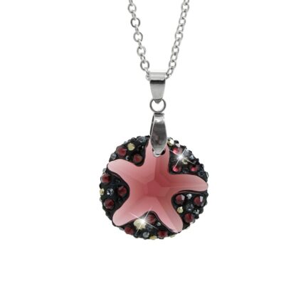 Ocelový náhrdelník s kamenem ve tvaru hvězdice doplněný krystaly Swarovski Red Magma