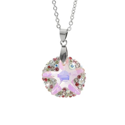 Ocelový náhrdelník s kamenem ve tvaru hvězdice doplněný krystaly Swarovski Light Rose