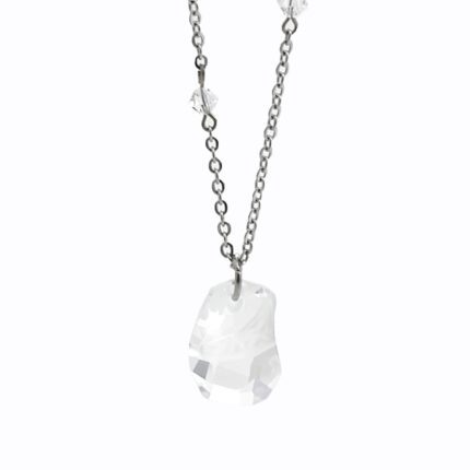 Ocelový náhrdelník s nepravidelným kamenem Swarovski Crystal
