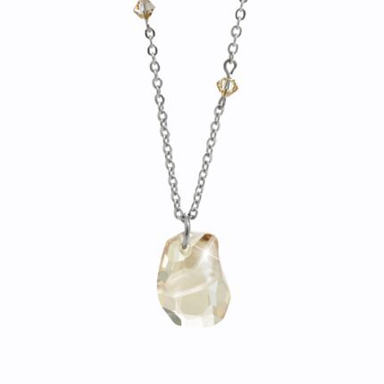 Ocelový náhrdelník s nepravidelným kamenem Swarovski Golden Shadow