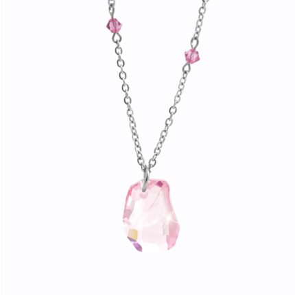 Ocelový náhrdelník s nepravidelným kamenem Swarovski Light Rose