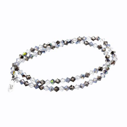 Navlékaný náramek na dvě omotání z korálků Swarovski Black Diamond