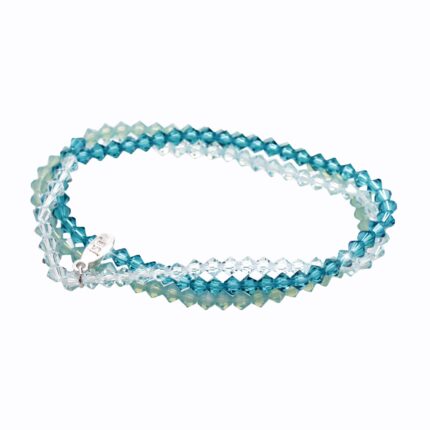 Navlékaný náramek na tři omotání z korálků Swarovski Aqua