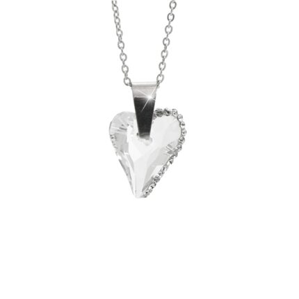 Ocelový náhrdelník s kamenem ve tvaru srdce půlka zdobená krystaly Swarovski Crystal