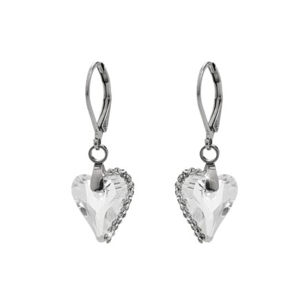 Ocelové náušnice klapky s kamenem ve tvaru srdce půlka zdobená krystaly Swarovski Crystal