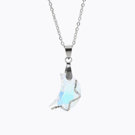 Ocelový náhrdelník malý měsíček Swarovski AB