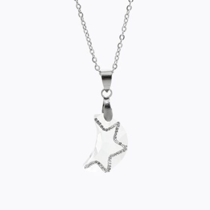 Ocelový náhrdelník malý měsíček Swarovski Crystal