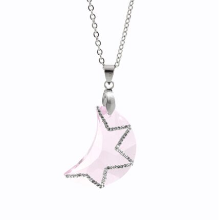Ocelový náhrdelník střední měsíček Swarovski Light Rose