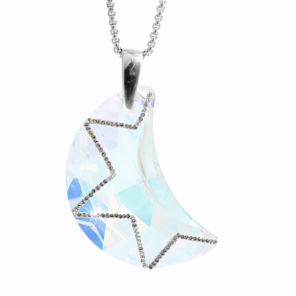 Ocelový náhrdelník velký měsíček Swarovski AB