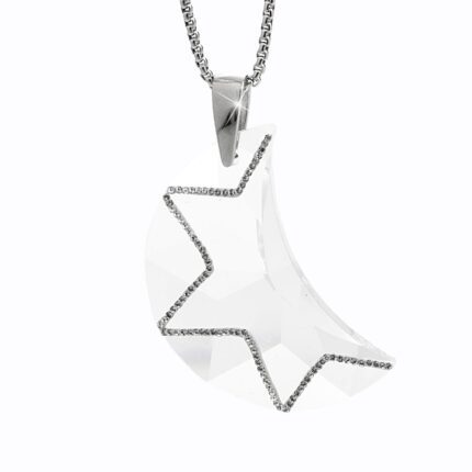 Ocelový náhrdelník velký měsíček Swarovski Crystal