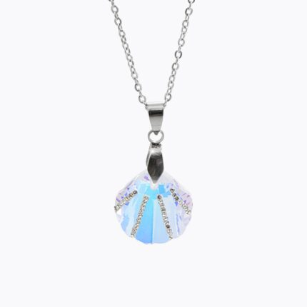 Ocelový náhrdelník malá mušle Swarovski AB
