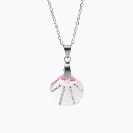 Ocelový náhrdelník malá mušle Swarovski Light Rose