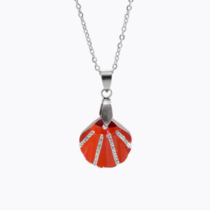 Ocelový náhrdelník malá mušle Swarovski Siam