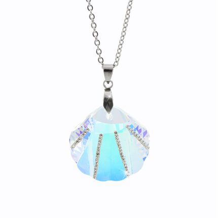 Ocelový náhrdelník střední mušle Swarovski AB