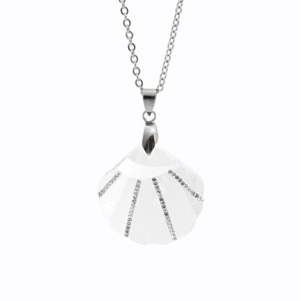 Ocelový náhrdelník střední mušle Swarovski Crystal