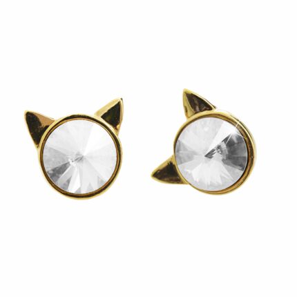 Zlaté náušnice puzety z bižuterní slitiny kočičí hlava s rivoli Swarovski Crystal
