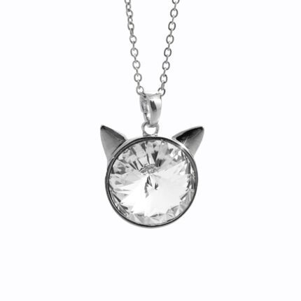 Náhrdelník z bižuterní slitiny velká kočičí hlava s rivoli Swarovski Crystal