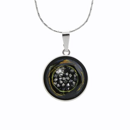 Ocelový náhrdelník kruh s vyplněným středem krystaly Swarovski Tabac