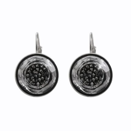 Ocelové náušnice klapky kruh s vyplněným středem krystaly Swarovski Crystal