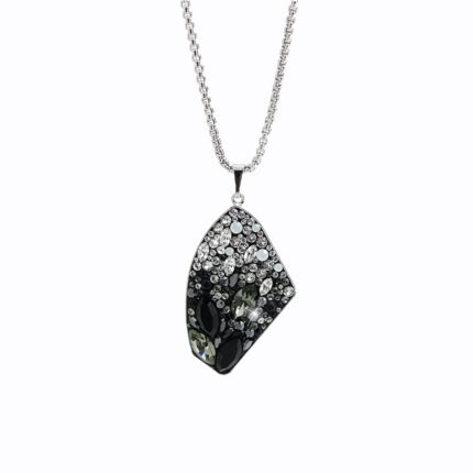 Náhrdelník z bižuterní slitiny nepravidelný tvar s krystaly Swarovski Jet Crystal