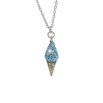 Ocelový náhrdelník zmrzlina s krystaly Swarovski Aqua
