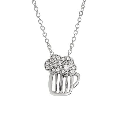 Ocelový náhrdelník půllitr piva s krystaly Swarovski Crystal