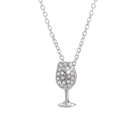 Ocelový náhrdelník sklenice vína s krystaly Swarovski Crystal