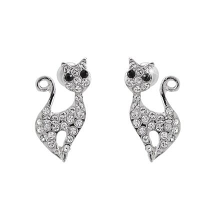 Náušnice puzety z bižuterní slitiny elegantní kočka s krystaly Swarovski Crystal