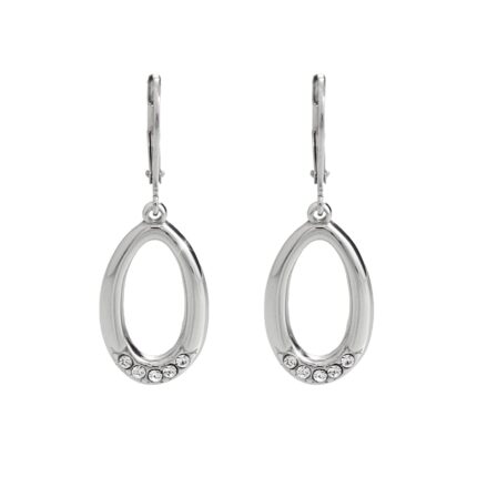 Ocelové náušnice klapky obrysový ovál jehož spodek zdobí krystaly Swarovski Crystal