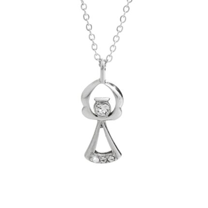 Ocelový náhrdelník anděl s křídly nad hlavou zdobený krystaly Swarovski Crystal