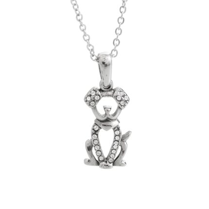 Ocelový náhrdelník obrysový pejsek s krystaly Swarovski Crystal