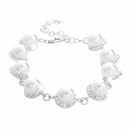 Stříbrný náramek Swarovski perla s obtahem White (Stříbro 925/1000)