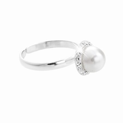 Stříbrný prsten Swarovski perla s obtahem White (Stříbro 925/1000)