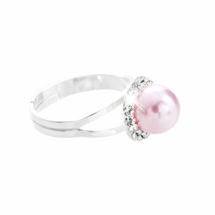 Stříbrný prsten Swarovski perla s obtahem Rose (Stříbro 925/1000)