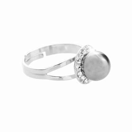 Stříbrný prsten Swarovski perla s obtahem Grey (Stříbro 925/1000)
