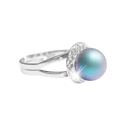 Stříbrný prsten Swarovski perla s obtahem Blue (Stříbro 925/1000)